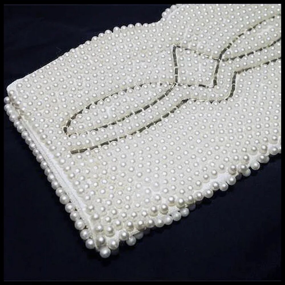 Vintage Pearl Beaded Clutch Purse, Small Retro Bridal, Something Old or NEW? - Picture 5 of 13